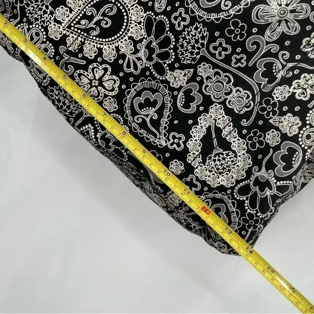 Thirty One Paisley Shoulder Bag Purse Black White Zip Closure Pockets 13”x14” - Picture 15 of 16
